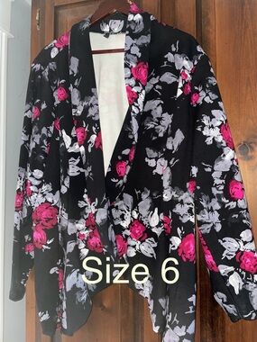torrid Black Blazer with Pink and Gray Floral Print